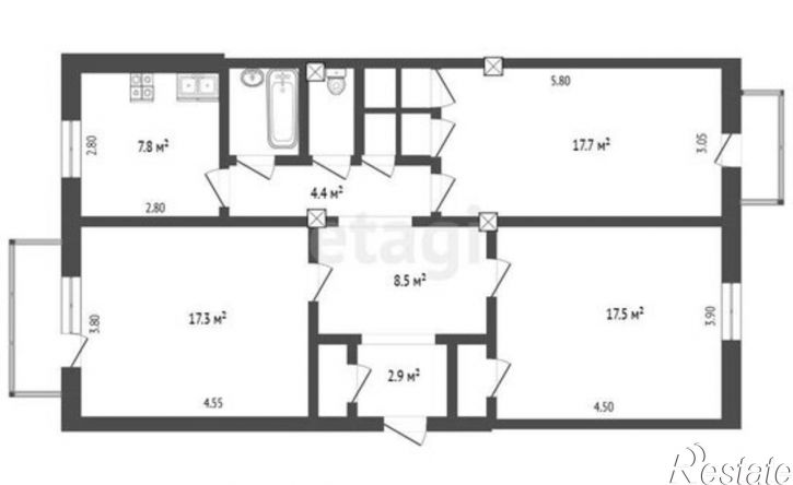3-комн квартира Омск, проспект Мира, 64