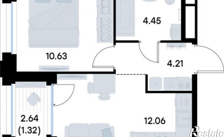 1-комн квартира в новом доме Омск, микрорайон Городок Нефтяников