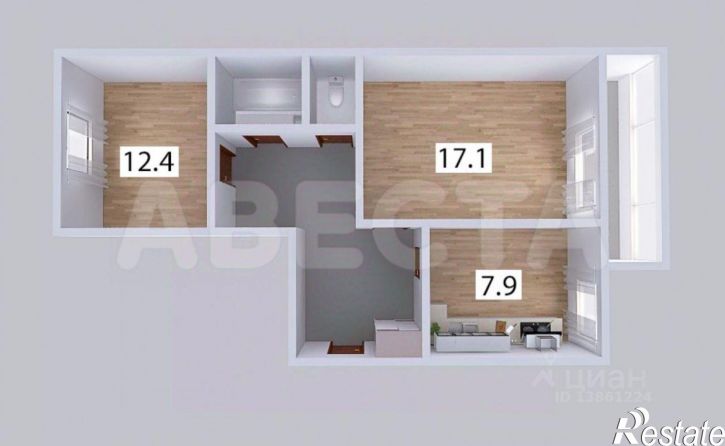 2-комн квартира ул. Мельничная, 89/6