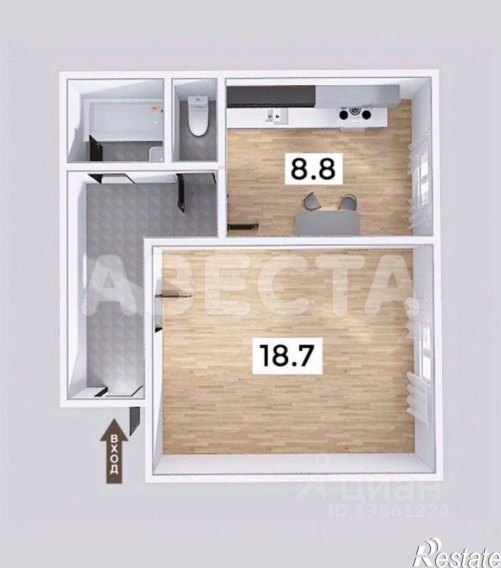 1-комн квартира ул. Богдана Хмельницкого, 44