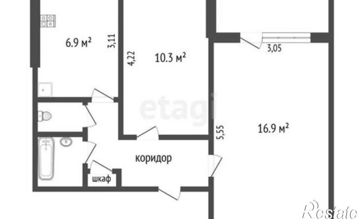 2-комн квартира Омск, улица Сулеймана Стальского, 9