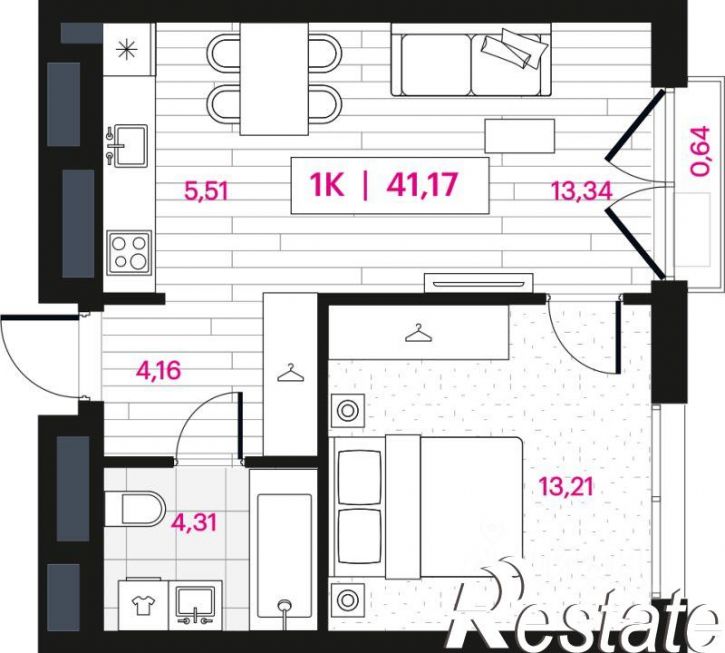 1-комн квартира в новом доме улица Степана Разина, 36,  д. 36