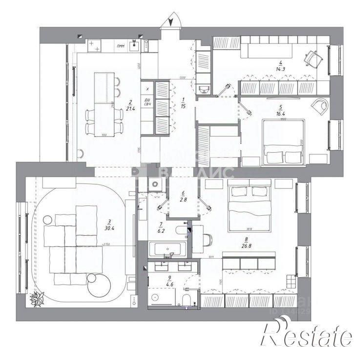 4-комн квартира Учебная улица, 90,  д. 90