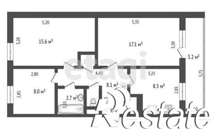 3-комн квартира Лесной проезд, 2,  д. 2