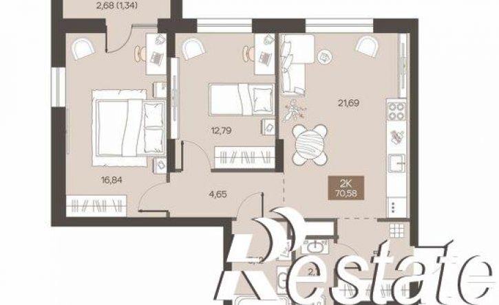 2-комн квартира в новом доме улица Завертяева, 1,  д. 1