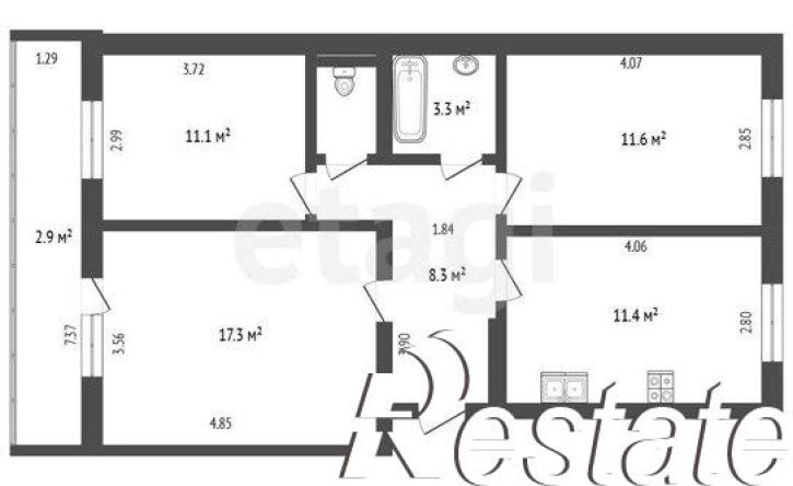 3-комн квартира Краснознамённая улица, 26 к3,  д. 26 к3